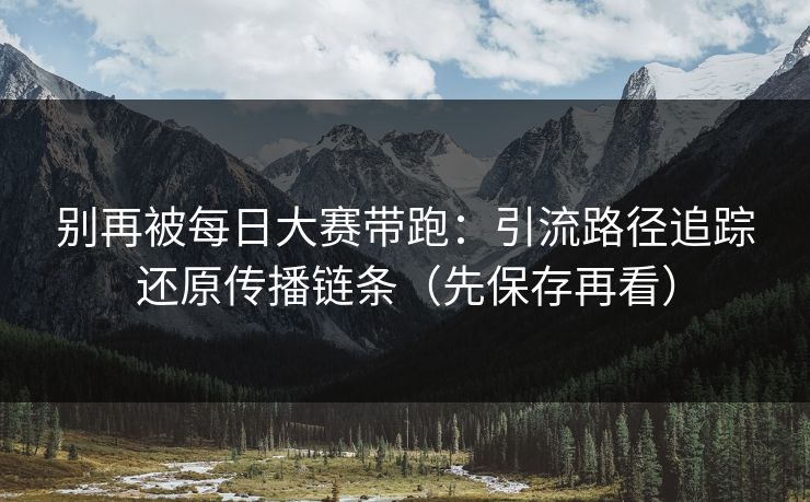 别再被每日大赛带跑：引流路径追踪还原传播链条（先保存再看）